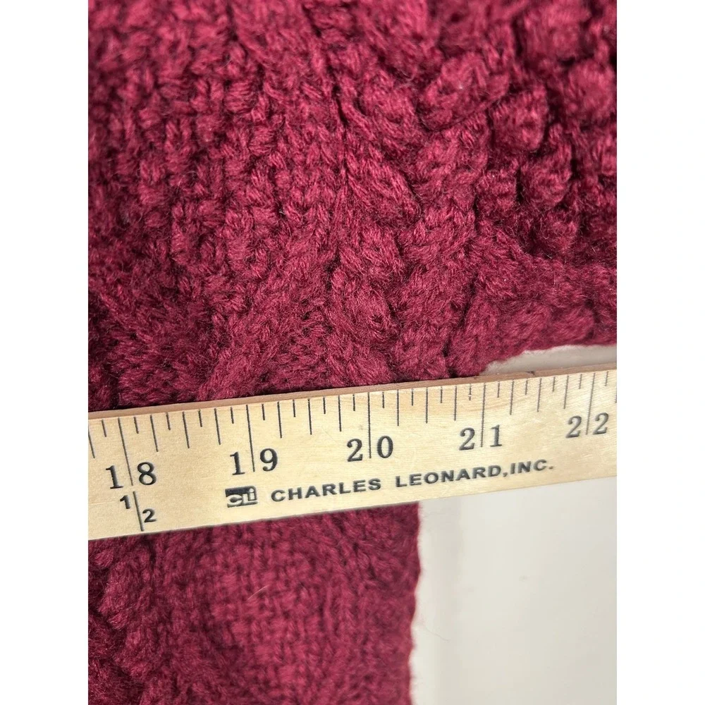 J. Crew Wool Cable Knit‎ Turtleneck Sweater Dress Women's M Burgundy Chunky Luxe